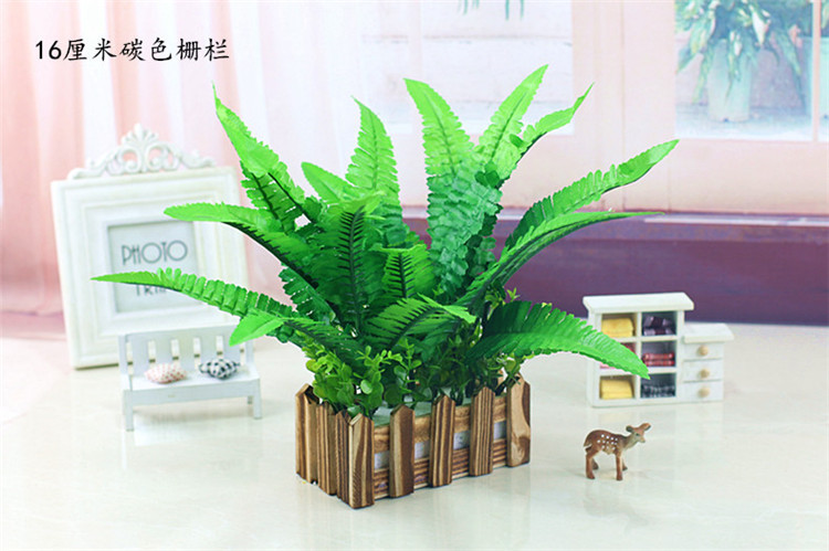 仿真绿色植物塑料假花带栅栏 客厅家居装饰摆件小绿植 婚庆仿真花